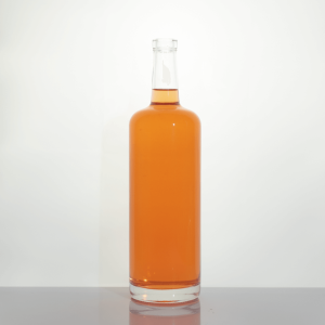 Customized 1000Ml round super flint whisky glass bottle